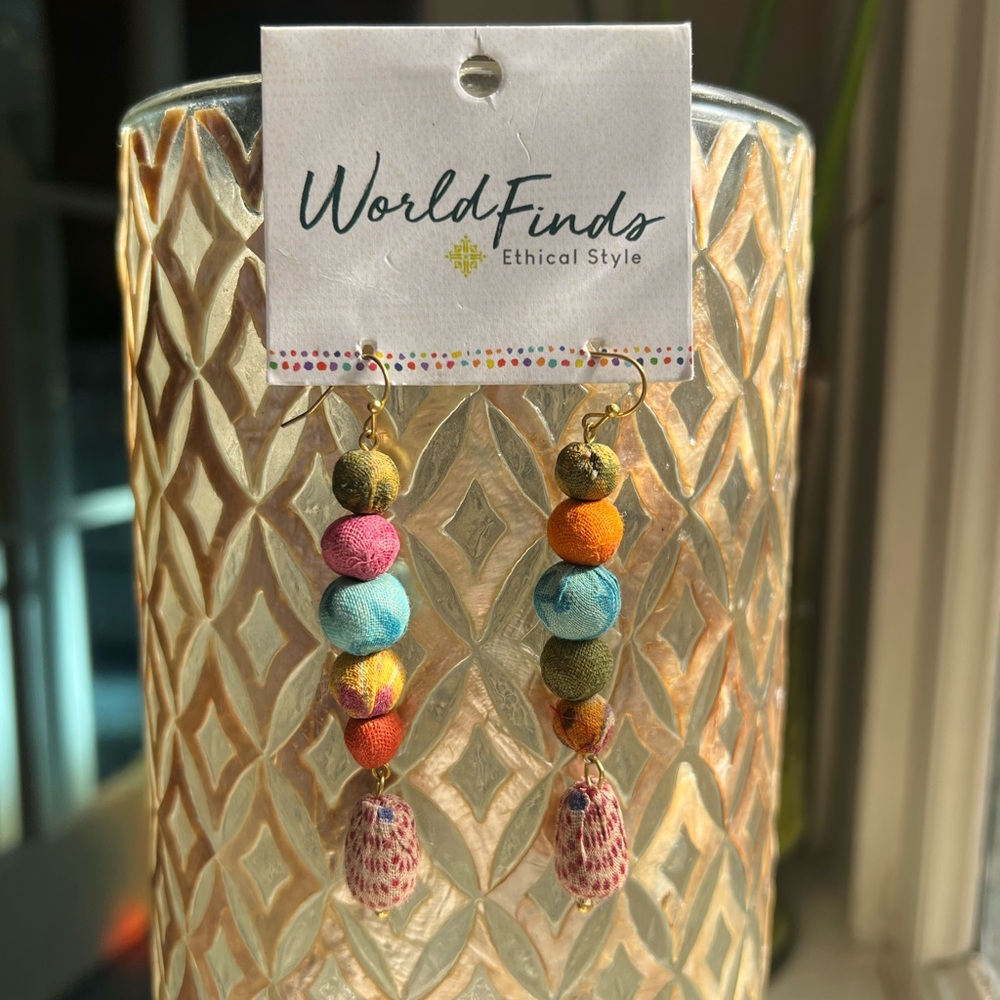 Repurposed fabric earrings